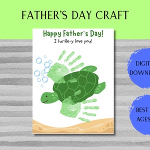 Vaderdag schildpad handafdruk knutselcadeau voor papa | Activiteit voor baby's, peuters, kinderopvang of school Hulpmiddel voor leerkrachten | Digitale download
