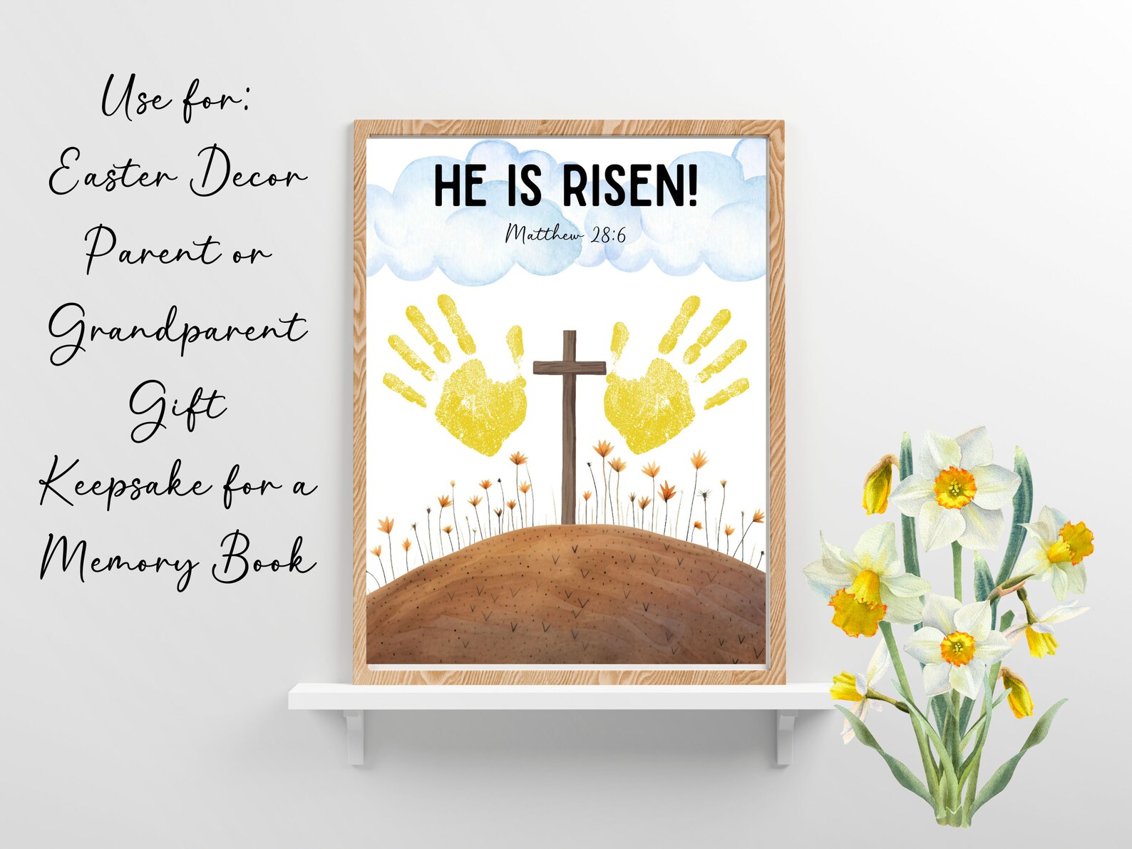 Easter Kids Craft He is Risen Cross Handprint Activity for Preschool ...