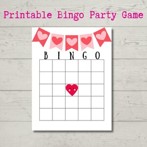Juego de bingo imprimible para el día de San Valentín Juego de cena grupal para el aula escolar Complete con sus propias ideas o números 8.5x11 PDF