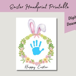 Easter Bunny Kids Handprint Craft Activity - Baby or Toddler at Preschool Daycare Handprint Gift for Parents Keepsake