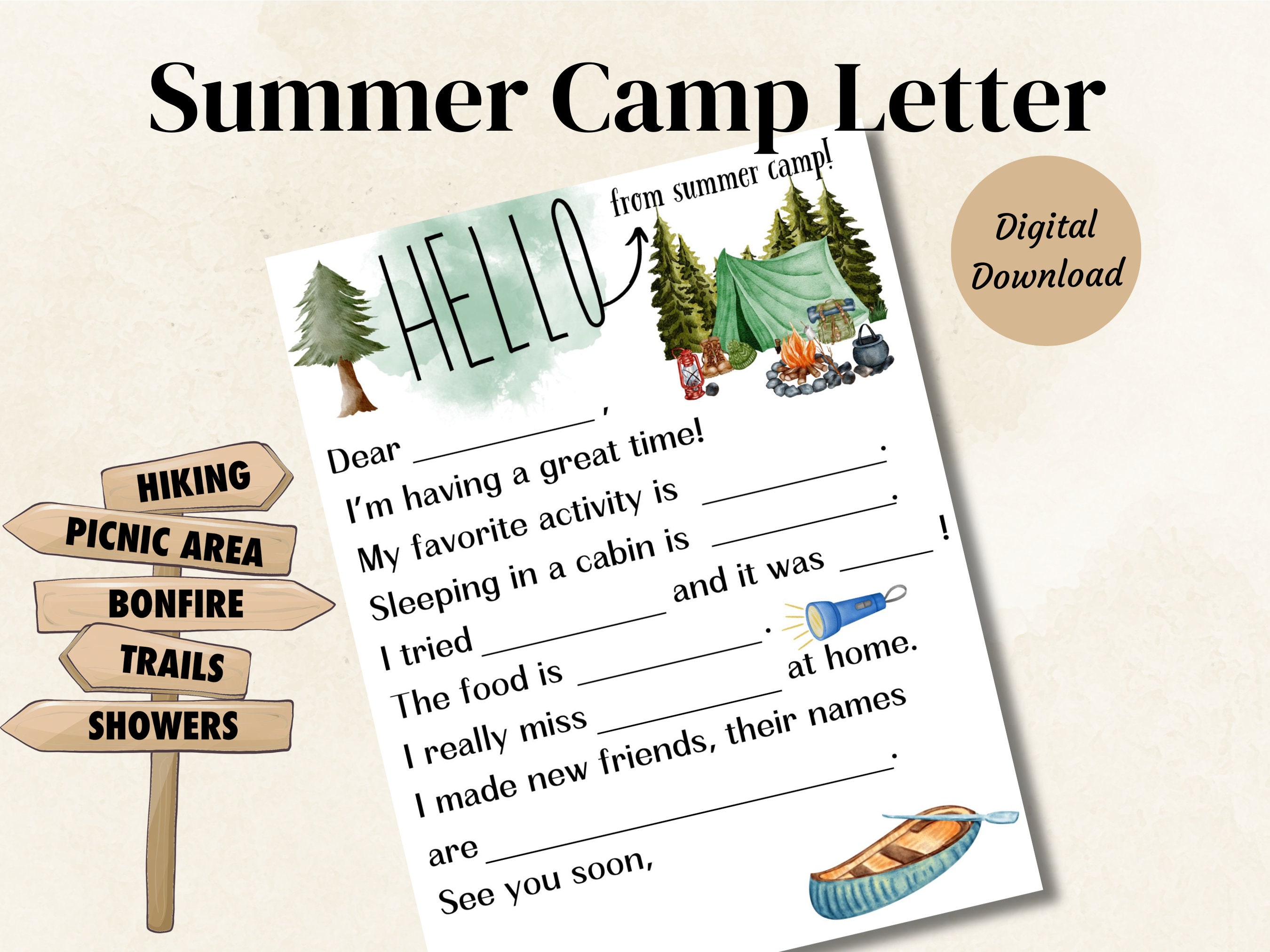 Kids Summer Camp Letter Printable - Kids Camp Note Printable Letter