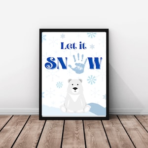 Winter Snow Handprint Craft | Kids Preschool or Kindergarten Art Activity | January Classroom Craft | Digital Download Printable |