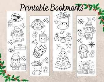 Printable Bookmarks Christmas for Coloring | Classroom Gift | Family Activity | Holiday Winter Craft | Kids Coloring Bookmark