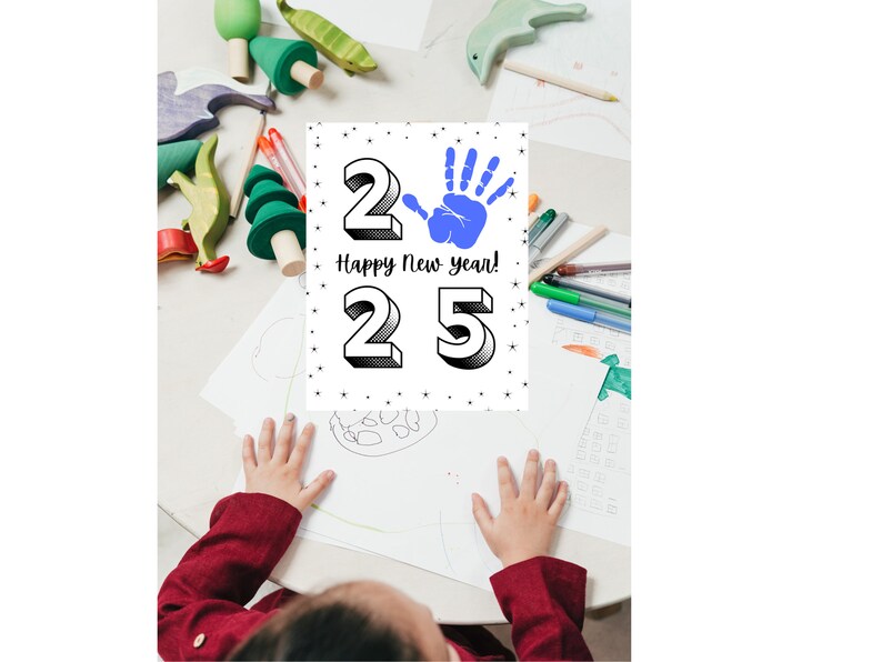 New Years Handprint Craft 2025 Kids Preschool or Daycare Activity Handprint Art Template Baby