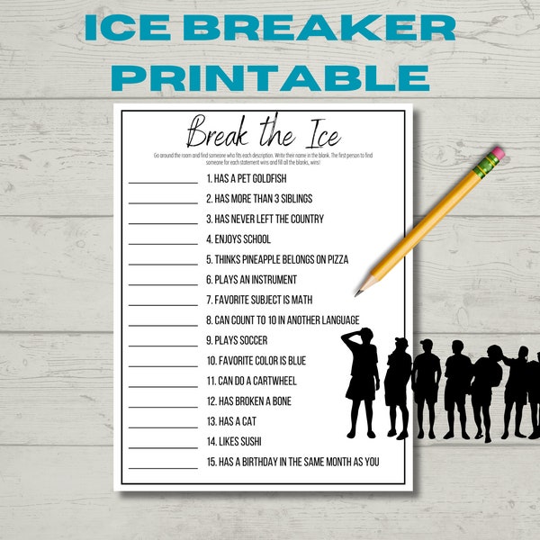 Ice Breaker Group Game Printable | Youth Group or Classroom Mixer or Team Building Activity | Encourages kids & teens to get to know others