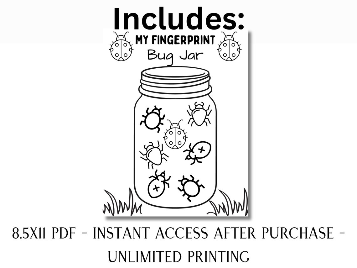 Fingerprint Bugs Jar Bug Crafts Mason Template Sketch Insect Printable 
