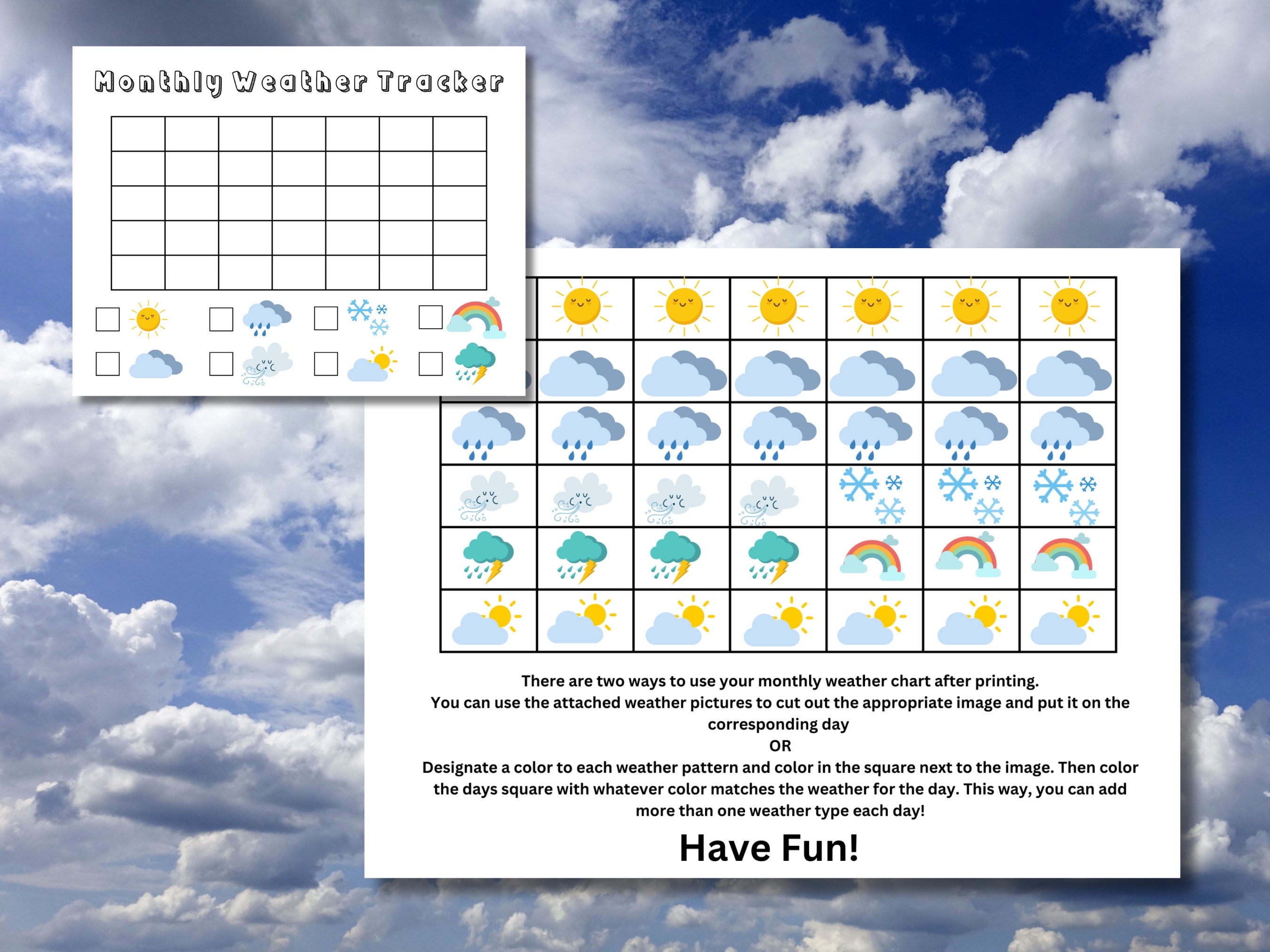 Classroom Weather Tracker Monthly Printable Weather Calendar Tracker ...