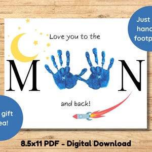 Kids Love You Moon & Back Handprint Craft stampabile, fantastica attività per l'asilo nido, la scuola materna o la casa, regalo per genitori, insegnanti, mamme o papà