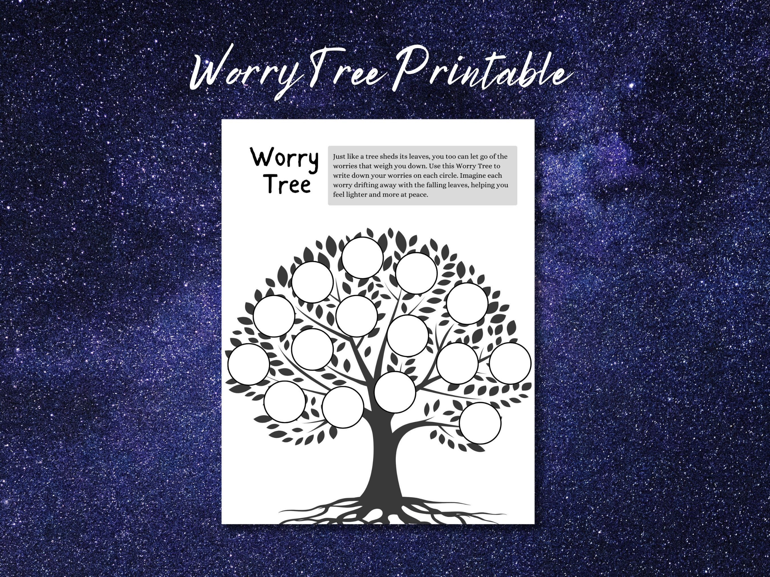 Worry Tree Printable Anxiety Worksheet Counselor Worksheet Etsy