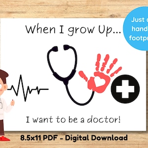 Kids Doctor Handprint Craft Printable, When I Grow Up Activity, Preschool Daycare or Home Handprint Craft Activity Digital Download
