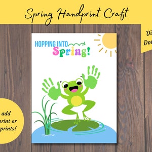 Kids Frühling Handwerk Aktivität Handabdruck Printable | Frühlingshafte Bastelideen für zu Hause, in der Vorschule oder in der Kita
