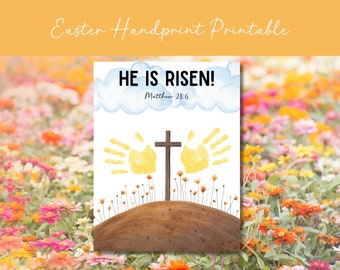 Easter Kids Craft He is Risen Cross Handprint Activity for Preschool, Church or Home for Babies, toddlers Christian Gift Digital Download