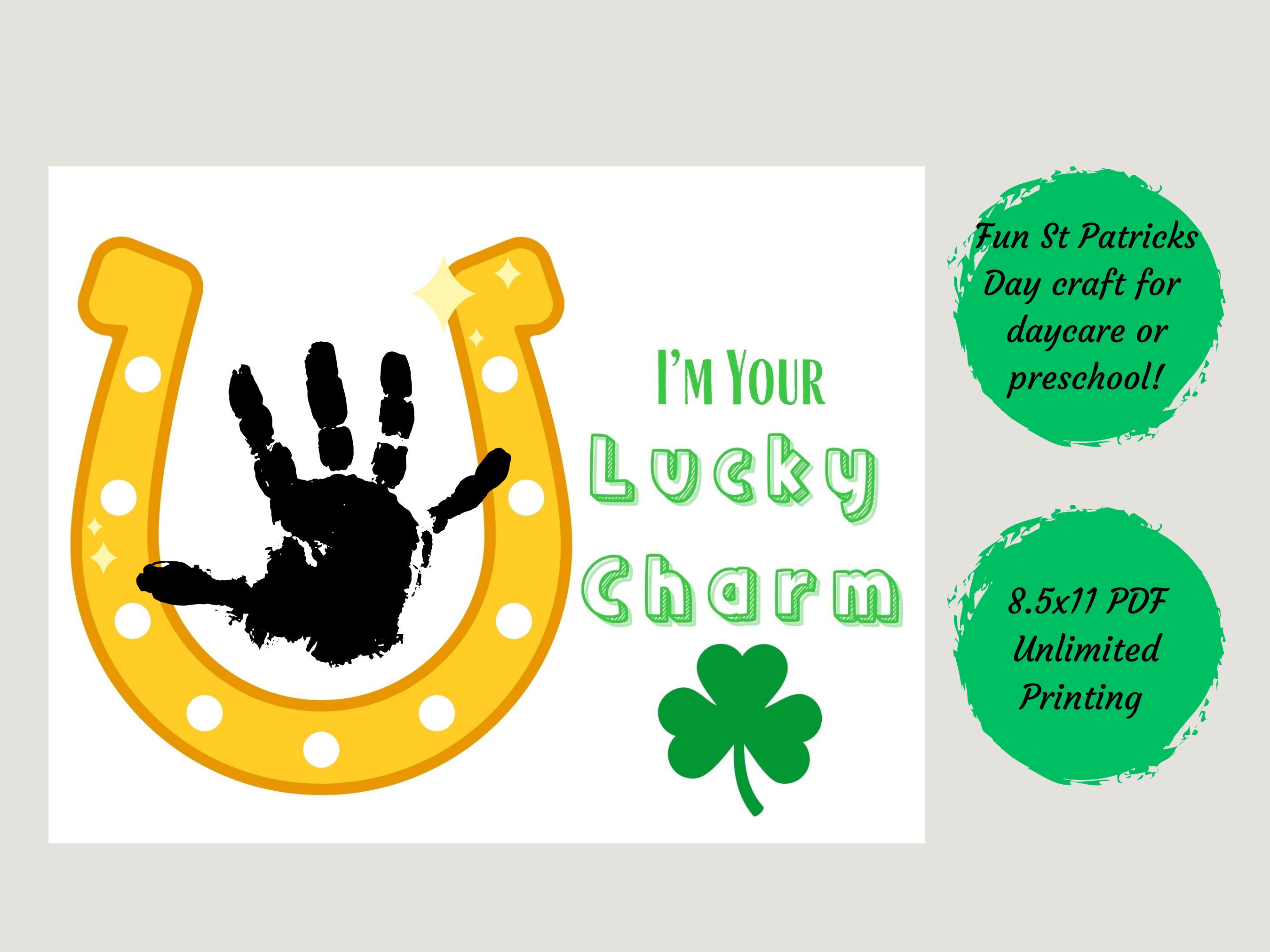 Kids St Patricks Day Handprint Craft Lucky Charm Printable | Daycare ...
