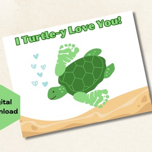 Schildkröte Handabdruck Handwerk Geschenk für Mama oder Papa | Aktivität für Baby-Kleinkind- oder Vorschulkinder-Kindertagesstätte oder Schullehrer-Ressource | Digitaler Download