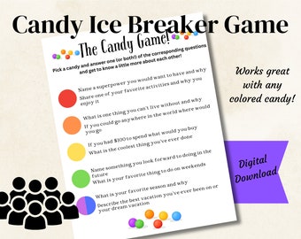 Group Ice Breaker Candy Game Printable Teen Adult Icebreaker Classroom Mixer or Team Building Activity Get to Know You Simple Game to Print