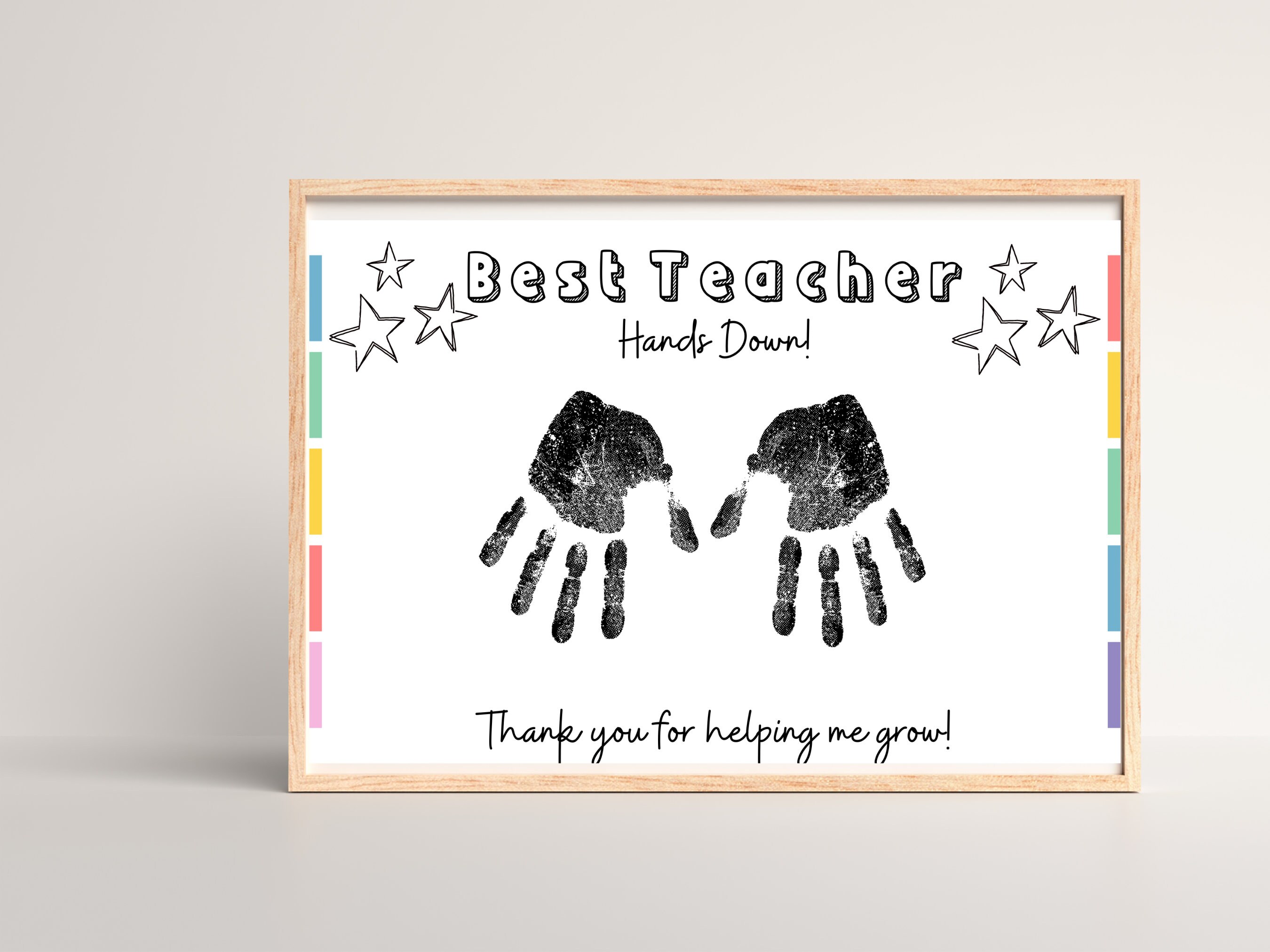 Best Teacher Hands Down Printable Craft Activity Gift for Teacher Best Teacher Hands Down Printable Craft Activity Gift for Teacher