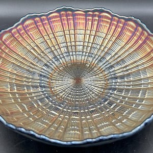 Fenton Plaid Cobalt Blue Bowl