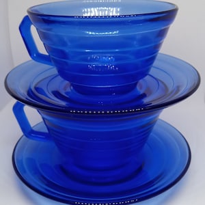 2 Moderntone Cobalt Blue Cups & Saucers