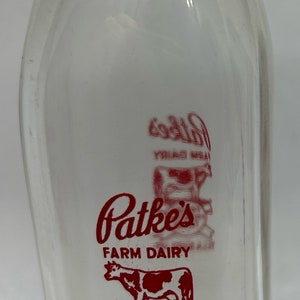 Patke’s Dairy Half Pint Milk Bottle w/ Original Foil Lid