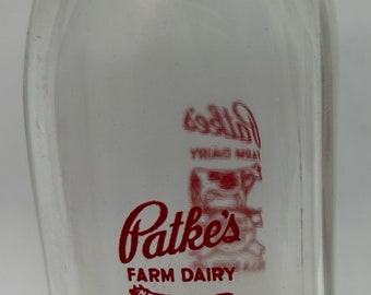 Patke’s Dairy Half Pint Milk Bottle w/ Original Foil Lid