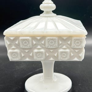 Westmoreland Old Quilt Milk Glass Candy Dish