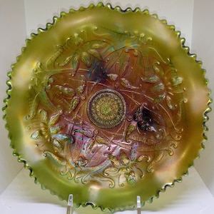 Northwood Green Wishbone footed  8&quot; Bowl