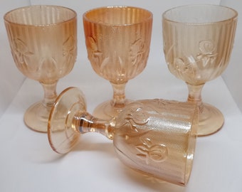 4 Marigold Iris & Herringbone 4&quot; Wine Goblet