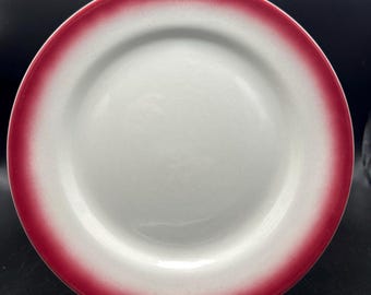 2 platos Caribe aerografiados color granate de 24,7 cm (9 3/4"), para restaurante.