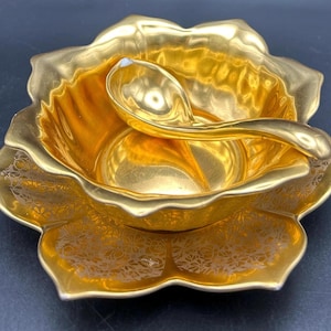 Pickard Gold Encrusted Mayonnaise UP Ladle #370, Rose & Daisy