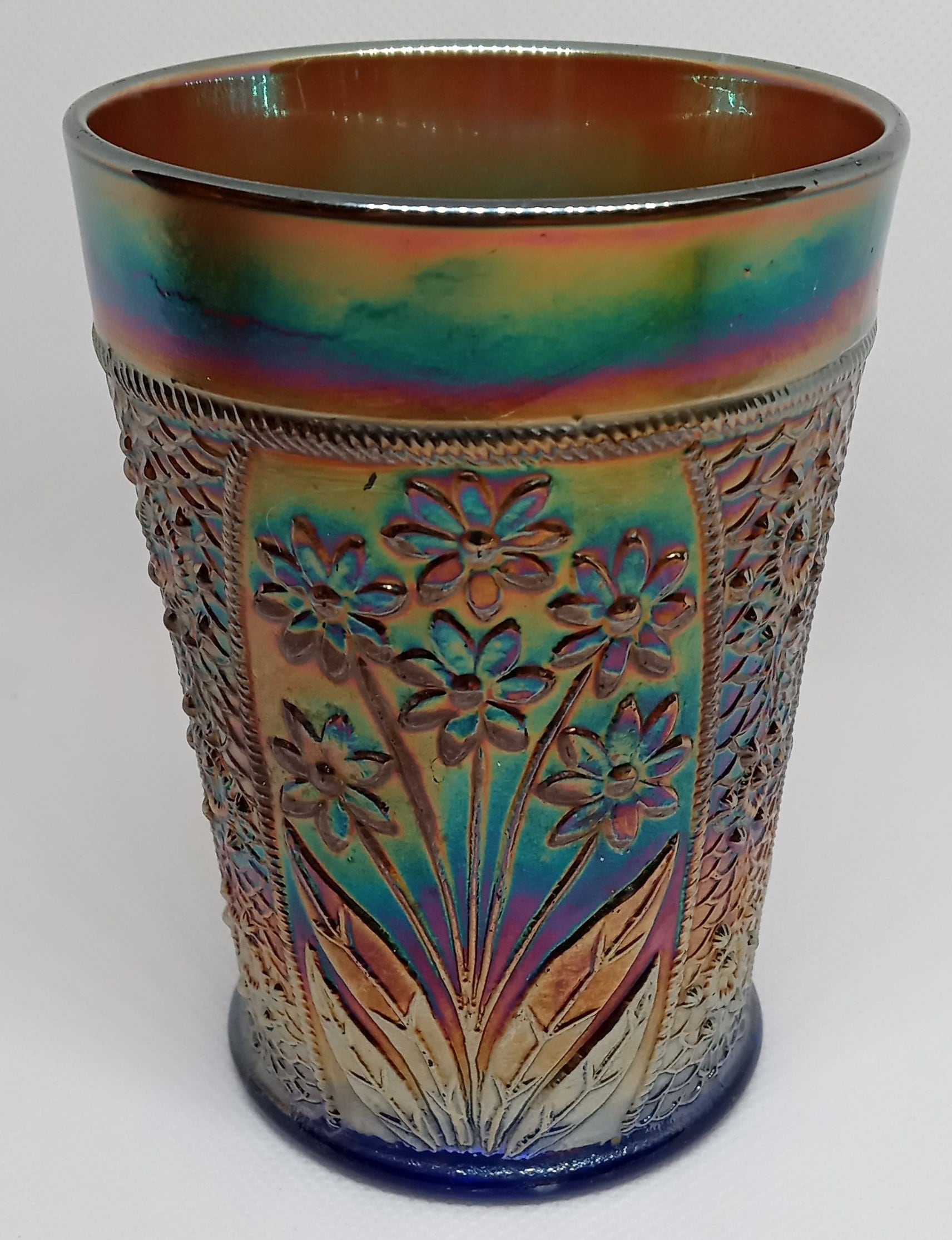 Fenton Bouquet Tumbler Cobalt Blue