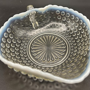 Moonstone Opalescent Hobnail Heart Nappy  Bowl