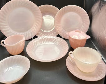 Pink Swirl Fire King Dishes
