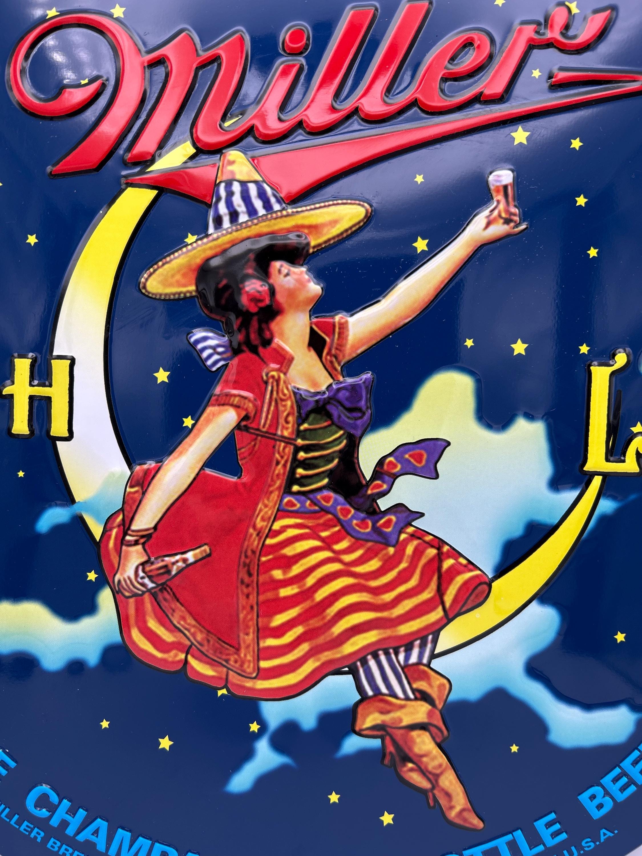 ミラー ハイライフ ビール ガール オン ザ ムーン メタルサイン - Etsy