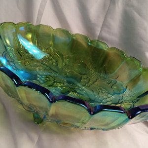 Lime Green Harvest Grape Console Bowl by Colony Glass CO.
