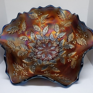 Fenton Holly Cobalt Blue 9.5&quot; Bowl