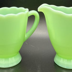 Jadite Creamer and Sugar, Mosser Glass