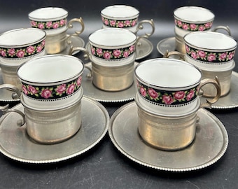 8 KPM Royal Porcellan Cups & Saucers