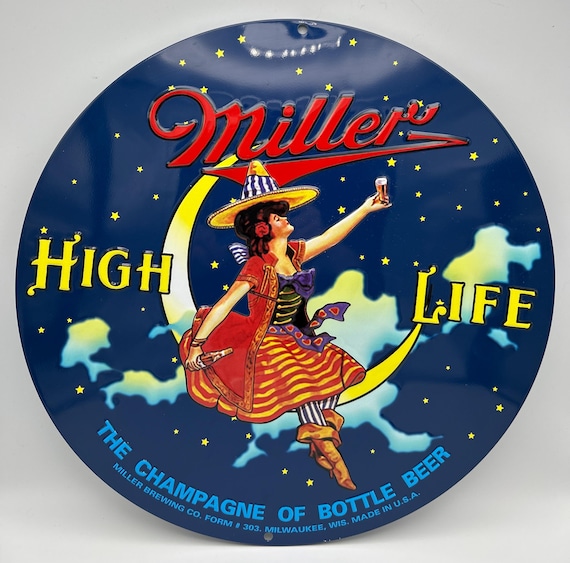 ミラー ハイライフ ビール ガール オン ザ ムーン メタルサイン - Etsy
