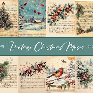 Vintage Christmas Sheet Music Digital Paper Pack – Holiday Backgrounds for Scrapbooking, Decoupage, Crafts, and MORE