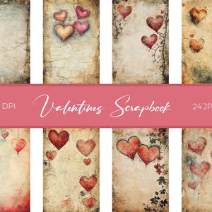 Vintage Valentine Scrapbook Pages Digital Paper Pack – Holiday Backgrounds for Scrapbooking, Decoupage, Crafts, and MORE