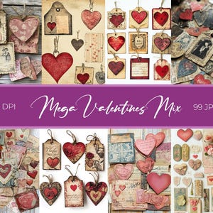 Vintage Mega Valentine Mix Digital Paper Pack – Backgrounds for Scrapbooking, Decoupage, Crafts, and MORE