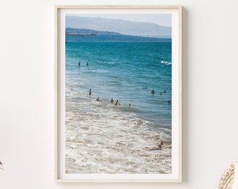 Hermosa Beach Photography South Bay L.A. Swim South Bay California Photo Print Blue Seascape Los Angeles Swimming Summer Double Exposure