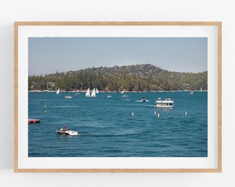 Lake Arrowhead Photography Art Print Sail Boats Alpine California Mountains San Bernardino Forest Cabin Lake House housewarming gifts