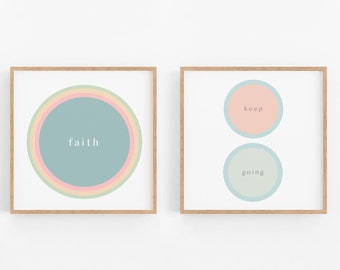 Faith Art Print Set | PRINTABLE Pretty Modern Motivational Poster Office Artists Teens Entrepreneur Gifts Affirmation Keep Going