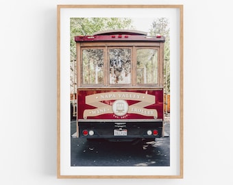 Napa Valley Wine Trolley Photography Print, Framed vineyard art California wine country photo dining bar art winery tasting wine lover gifts