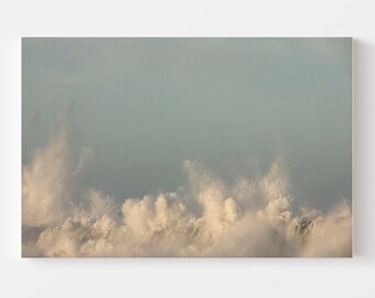 Ocean Wave Photography CANVAS Gallery Wrap, Pastel Beach Canvas Art Print Ready to Hang Large Wall Art Surf Photo Earthtones Soft Coastal