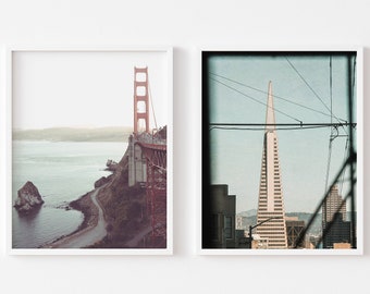 San Francisco Photography, SALE, San Francisco Art Print Set Bay Area City Wall Art Pair Gallery Wall Photo Set of 2 Unframed Prints