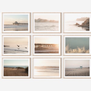 South Bay Photography, Hermosa Redondo Manhattan Art Prints Palos Verdes California Soft Neutral Beach Gallery Wall Los Angeles Print Set 9 image 1