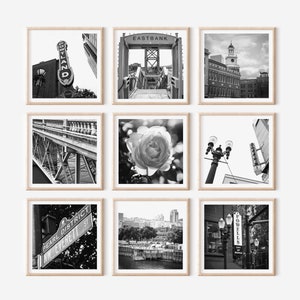 Portland Photography, SALE, Portland Print Set Gallery Wall City Wall Art Prints Sepia Black and White Downtown Portland Photo Set PDX sign