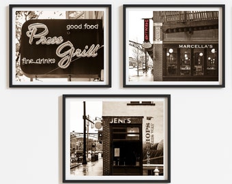 Columbus Ohio Photography, Short North Restaurants, High Street, Marcellas, Press Grill, Jeni's Ice Cream Art Print Set Hotel Dining Italian